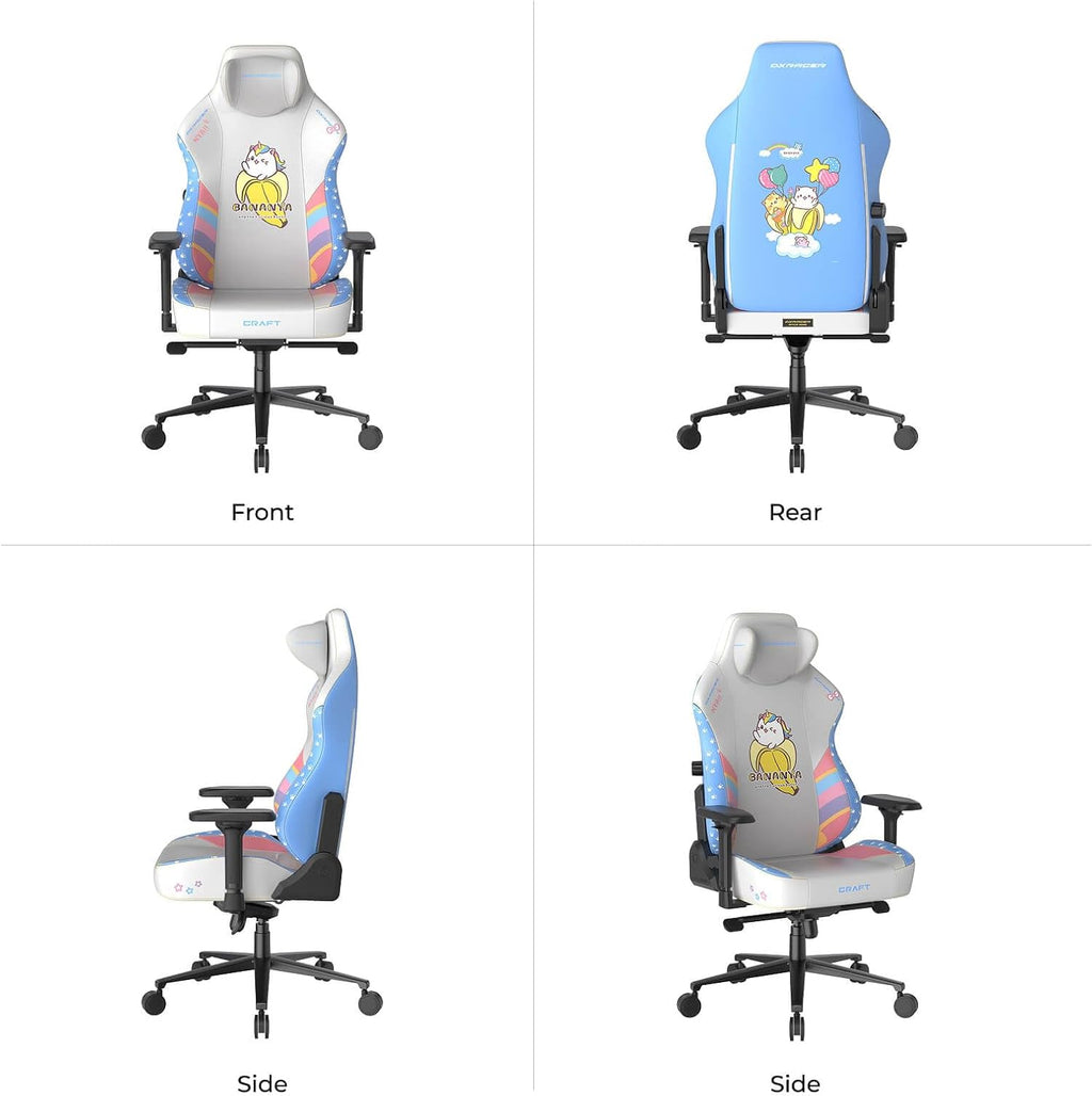 DXRacer Craft XL Video Gaming Chair for Adults, Ergonomic Office Reclining Computer Gamer Chair with Magnetic Head Pillow and Lumbar Support (EPU Leatherette, Bananya Cat)