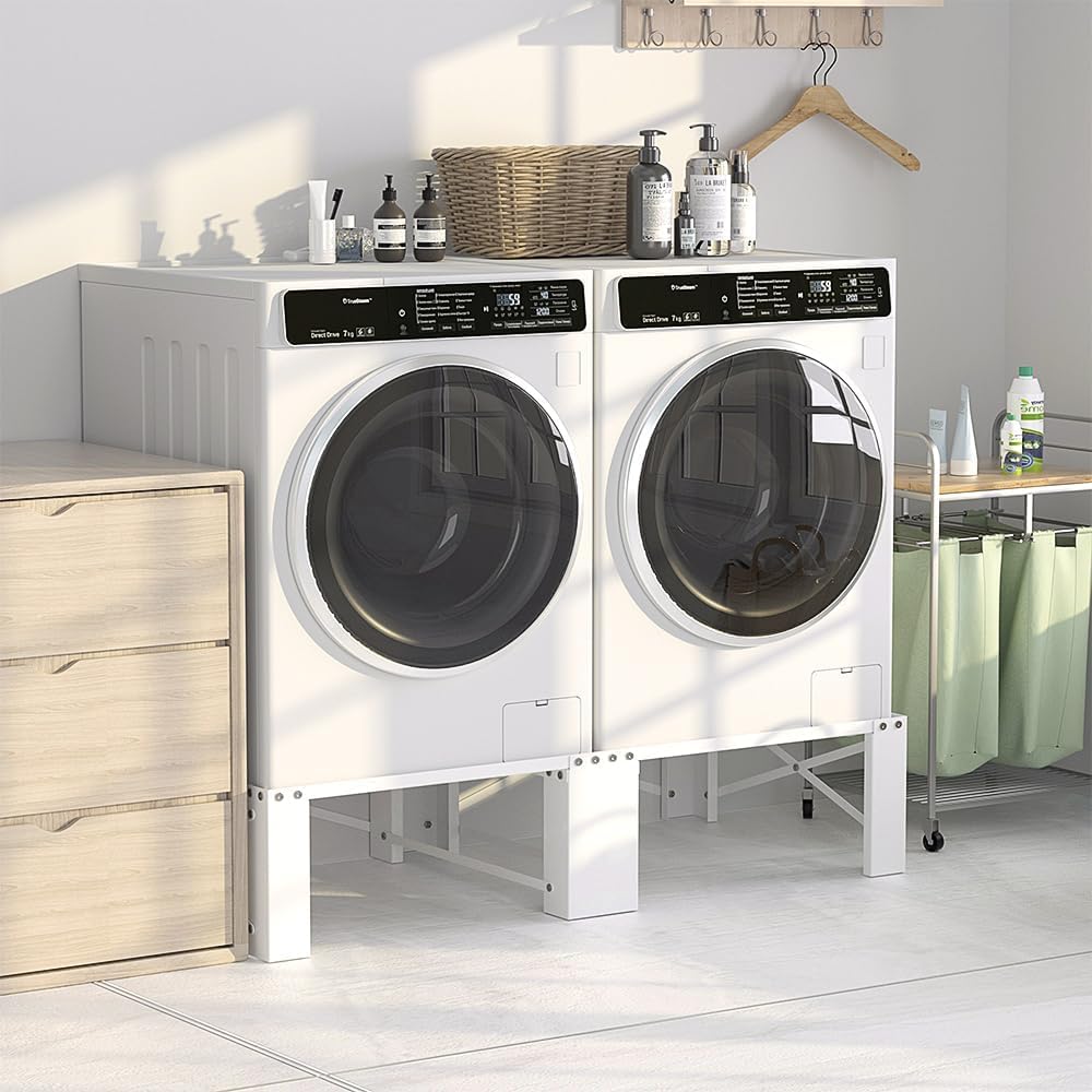 LUCKUP 2 Pack 29' Laundry Pedestal Heavy Duty Washer and Dryer Pedestal Stand Raiser Anti-Vibration, Anti-Slip, Ergonomic Height with Extra Storage Compatible with Most Washers and Dryers, White