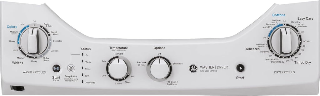 GE Unitized Spacemaker® 2.3 Cu. Ft. Washer and 4.4 Cu. Ft. Electric Dryer Laundry Center, 24-Inch, White – GUD24ESSMWW