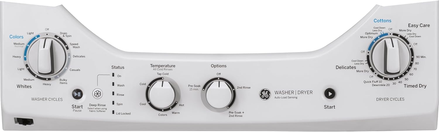 GE Unitized Spacemaker® 2.3 Cu. Ft. Washer and 4.4 Cu. Ft. Electric Dryer Laundry Center, 24-Inch, White – GUD24ESSMWW