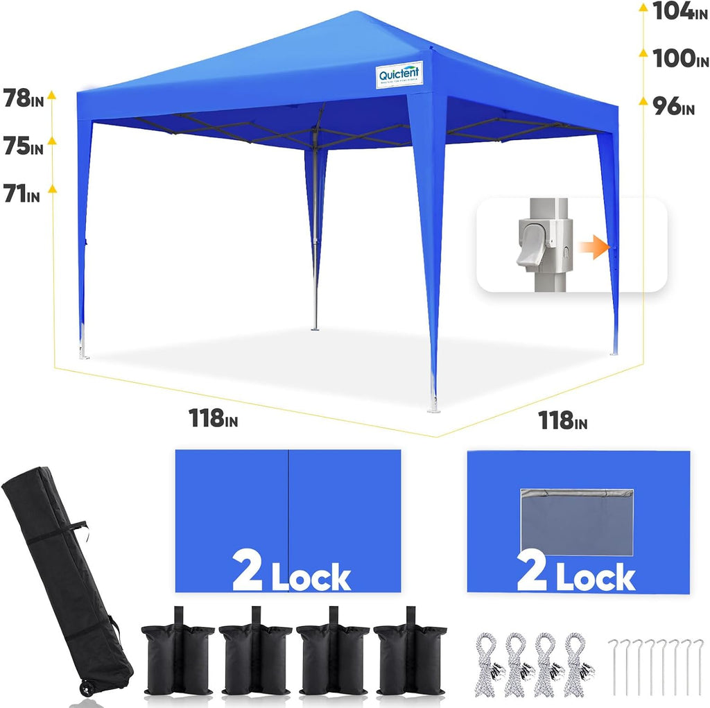 Quictent Privacy 10x10 Pop up Canopy Tent with Sidewalls and Roll-up Ventilated Windows, One Person Easy Setup, Outdoor Commercial Gazebo Shelter Enclosed Waterproof, Bonus 4 Sandbags