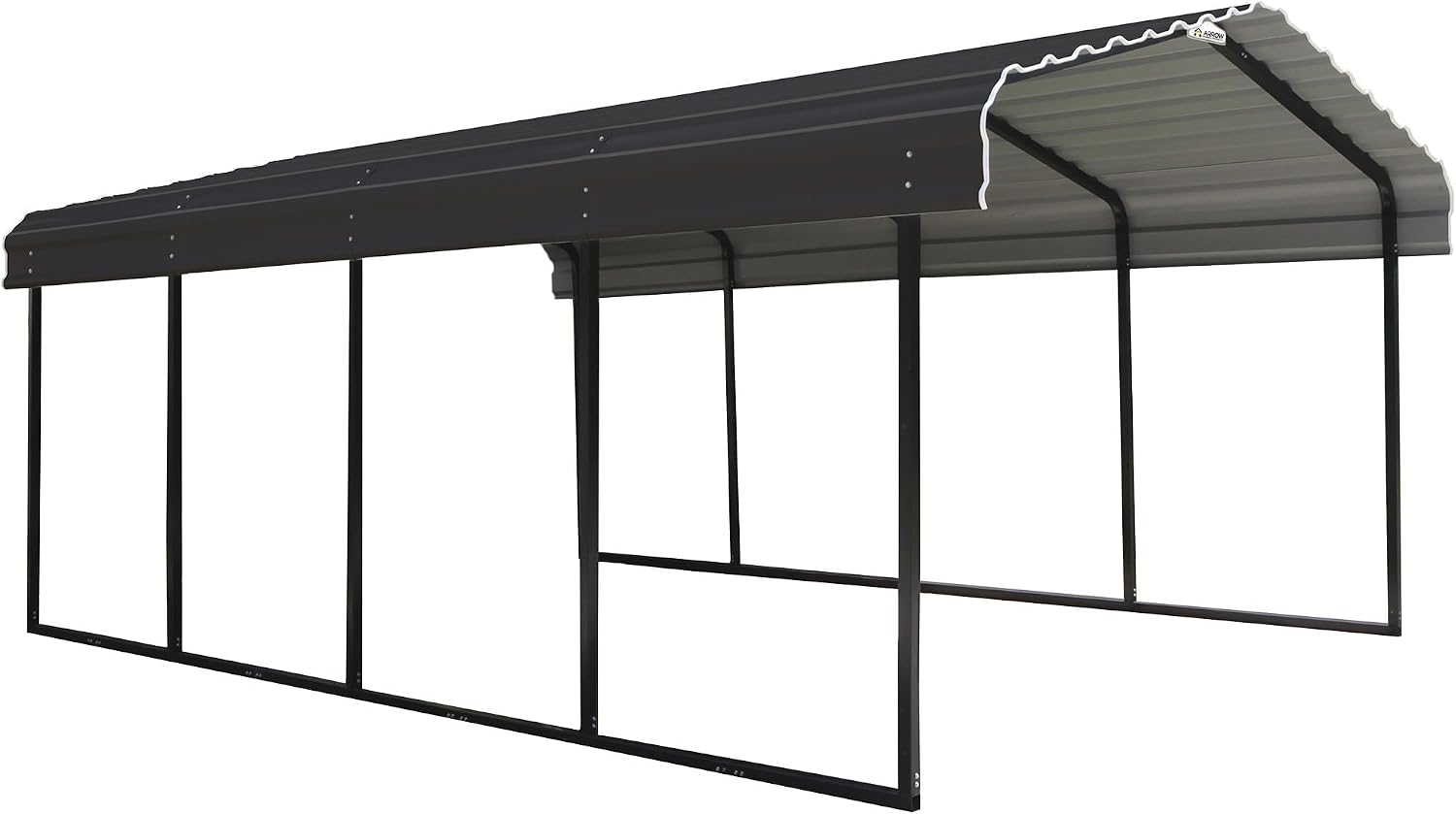 Arrow Shed 12 x 20 x 7-Foot Heavy Duty Galvanized Steel Metal Multi-Use Shelter, Shade, Carport, 12' x 20' x 7', Charcoal color