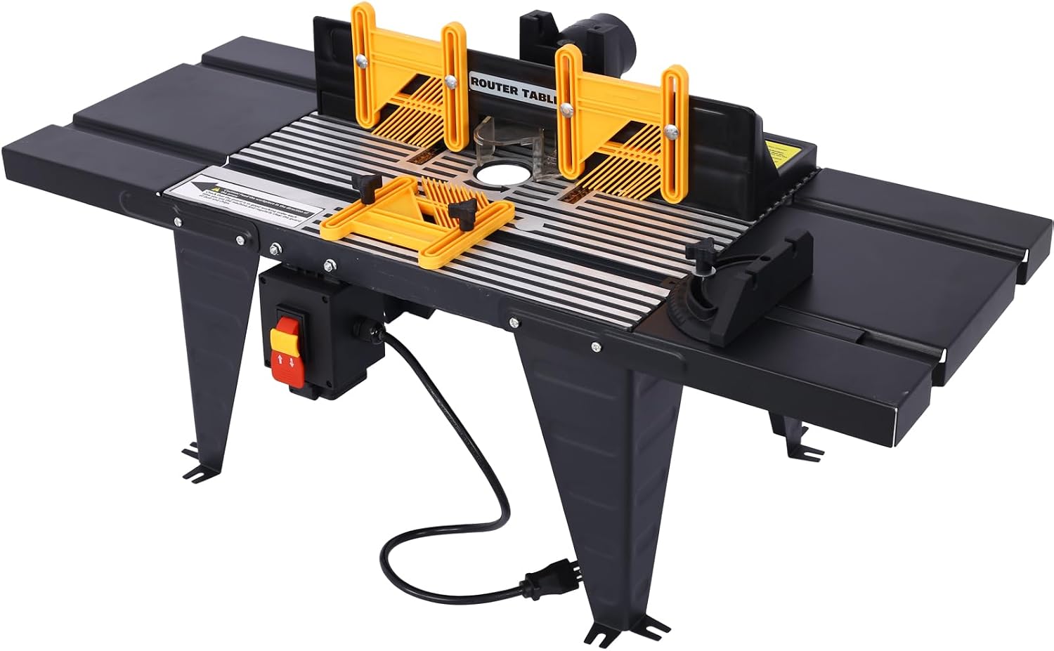 router table with router combo kit, Electric Benchtop Router Tables Top with Steel Stand & Adjustable Fence Wood Working Router Table Precise Routing Table Craftsman Tool for Woodworking, Black