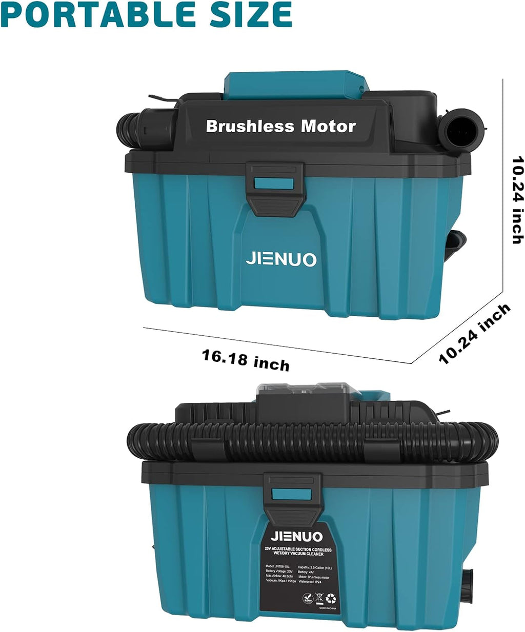Cordless Shop Vac Compatible with Makita 18V Battery, 2.5 Gallon Brushless HEPA Filter Wet/Dry Vacuum, Portable Shop Vacuum for Home, Car and Workshop (Battery is not Included)