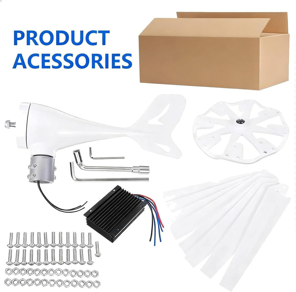 Hybrid Wind Turbine Generators,3000W/5000W/8000W 8-Blade Vertical Axis Wind Turbines Generator,Wind Power Generator,for Marine, RV, Home Permanent Magnet Generator 24V-5000W