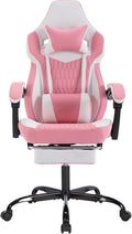Gaming Chair with Massage and Footrest, Ergonomic High Back PC Racing Chair, 300LBS Capacity with Adjustable Lumbar Support & Headrest for Office and Desk (Model B, Pink)