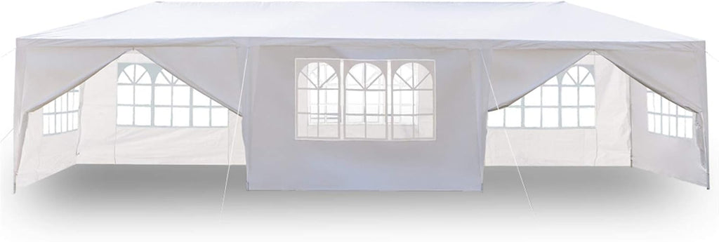 Party Tent Outdoor Gazebo - 10x30 Heavy Duty Canopy Tent Portable Shade Canopy Patio Camping Gazebo with 8 Sides Wall,White Tents Sun Shelter
