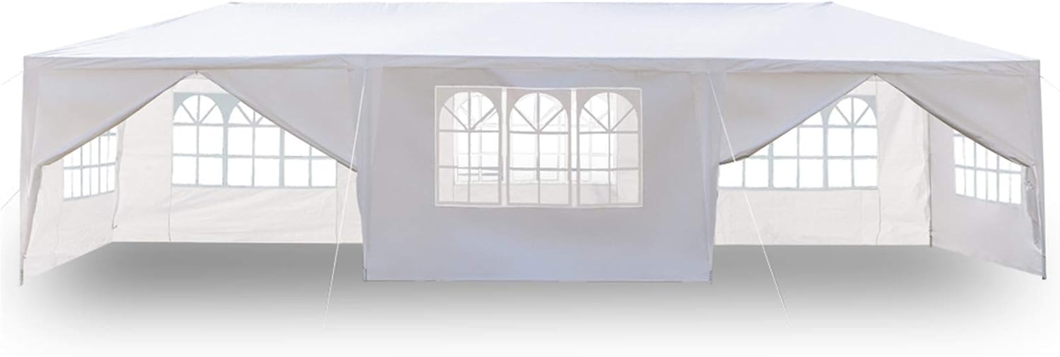 Party Tent Outdoor Gazebo - 10x30 Heavy Duty Canopy Tent Portable Shade Canopy Patio Camping Gazebo with 8 Sides Wall,White Tents Sun Shelter