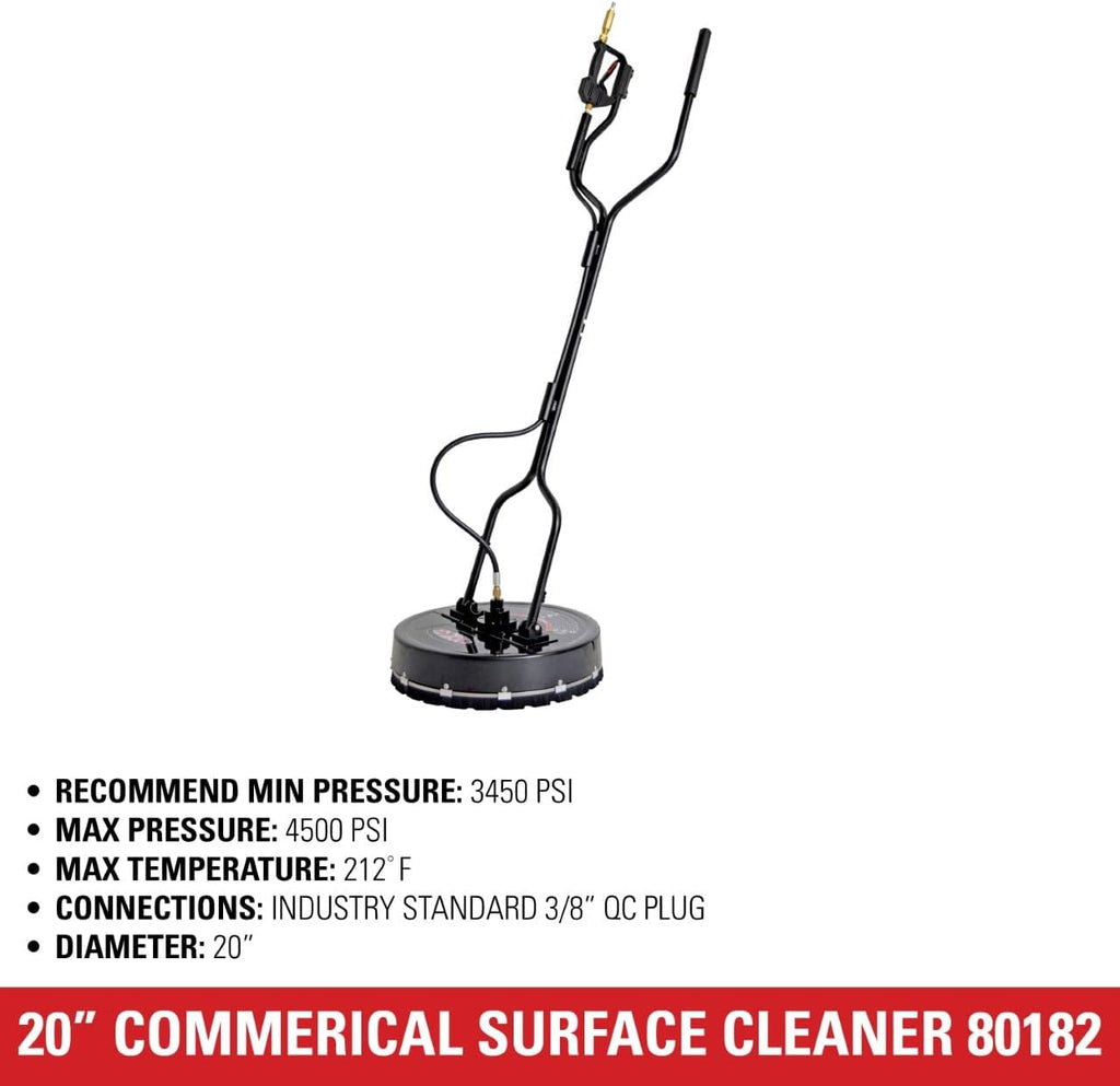 Simpson Cleaning 80182 Universal 20' Industrial Pressure Washer Surface Cleaner for Hot and Cold Water Machines, 3/8' Quick Connection, Recommended min 3450 PSI up to max of 4500 PSI, Black