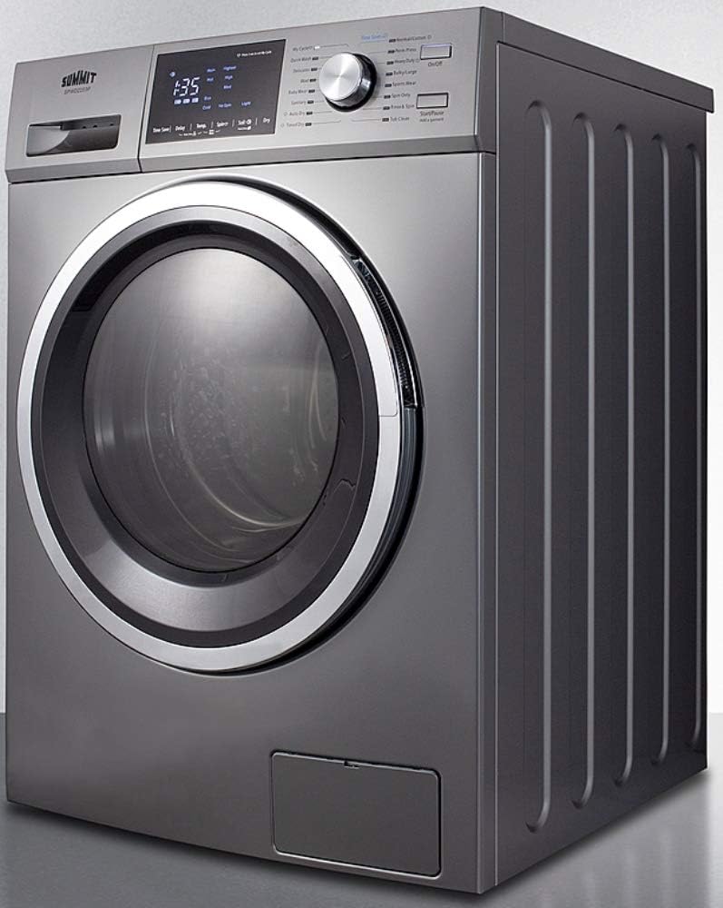 Summit Appliance SPWD2203P 24' Wide 115V Washer/Dryer Combo in Platinum for Non-Vented Use, 2.7 Cu.Ft. Capacity, LCD Display, 16 Wash Cycles, 1300 RPM, Stainless Steel Drum, Child Lock