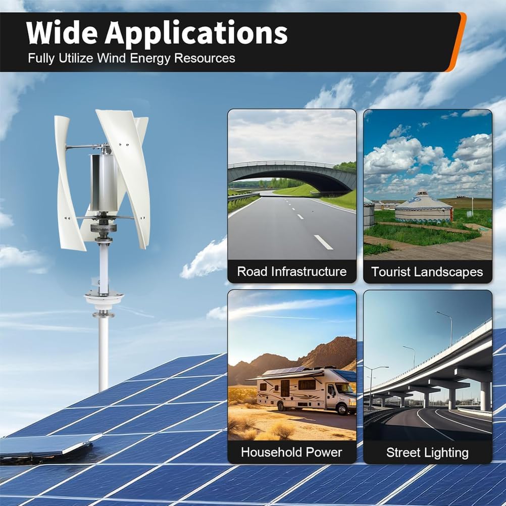 12v,HYZHANHONG Generator 3 Blades Motor Kit Windmill Energy Charge Turbines for Home Camping,12000W 12V 24V Vertical Axis Wind Turbines(With 3000W Inverter)