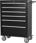 CubisVeta Tool Chest Cabinet, Large Capacity Metal Tool Box with Wheels and Cylinder Locking, Roll Around Storage Organizer Tool Cart for Garage, Redtool cabinets on Wheels (Black, 6-Drawer-Wheel)