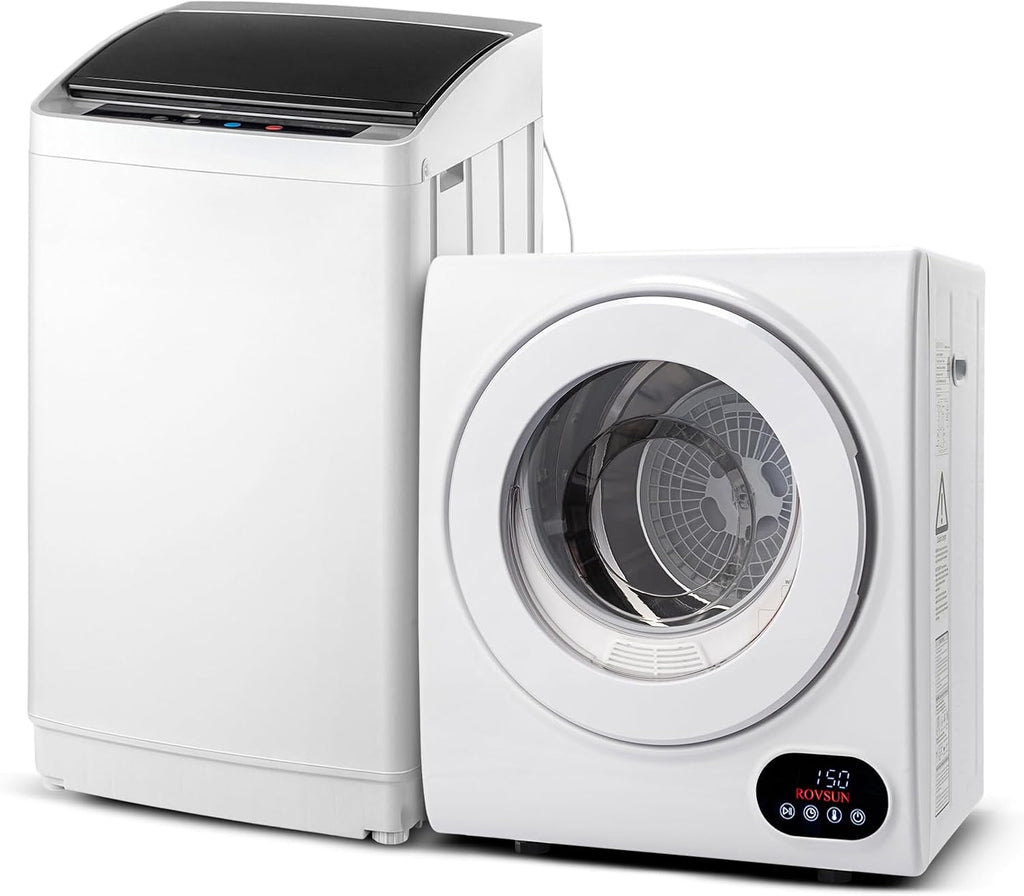 ROVSUN 1.5CuFt Portable Clothes Dryer and 17.8LBS Full-Automatic Washing Machine Set, Compact Laundry Washer and Dryer Combo Set with Stainless Steel Inner Tub, for Apartment, Dorms, Home