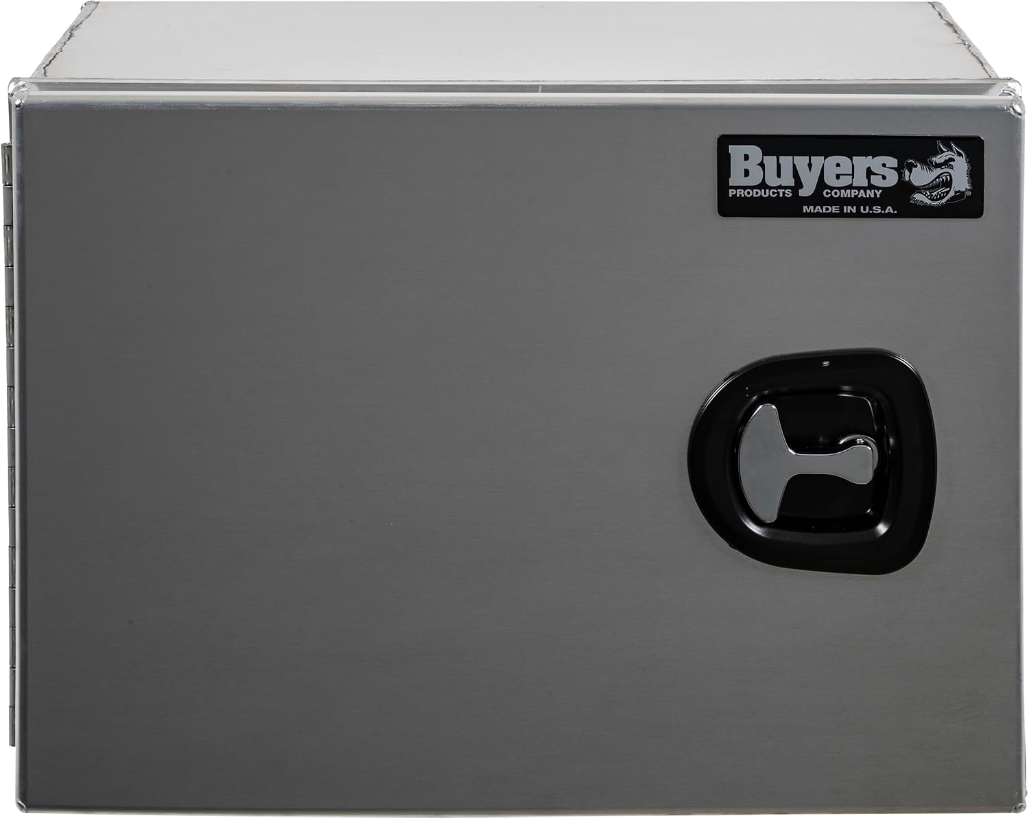 Buyers Products 1705401 Pro Series 18x18x24 Smooth Aluminum Underbody Truck Tool Box, Single Barn Door, Compression Latch, 0.125 in Thick, Rain Gutter & Bulb Seal, Bolt-On Stainless Hinge