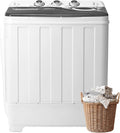 Dawmilon Portable Washing Machine, 28lbs Twin Tub with Drain Pump - 18lbs Washer and 10lbs Spinner Combo, Semi-Automatic Compact Laundry Machine for Apartments, Dorms, RVs, Camping - Grey