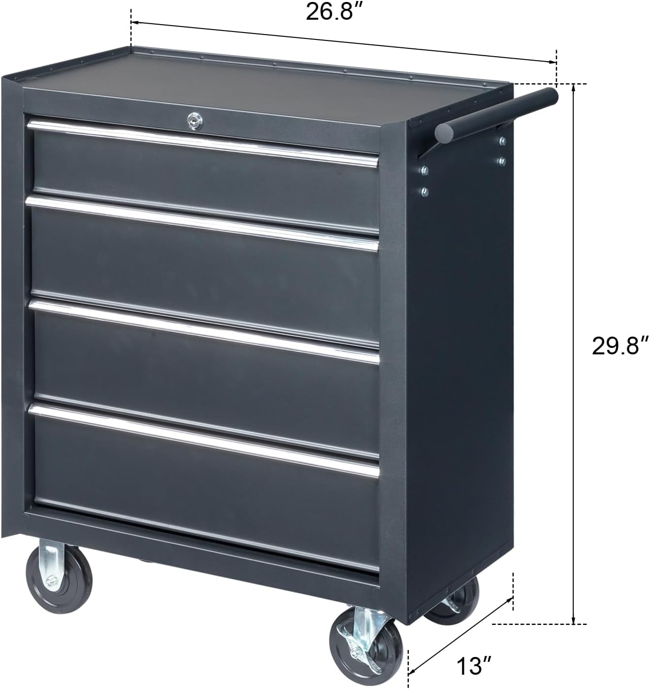 Vasitelan Tool Chest, 4 Drawers Rolling Tool Chest with Wheels, Portable Rolling Tool Box on Wheels, Tool Chest Organizer for Garage, Workshop, Home Crafts Use (Black)