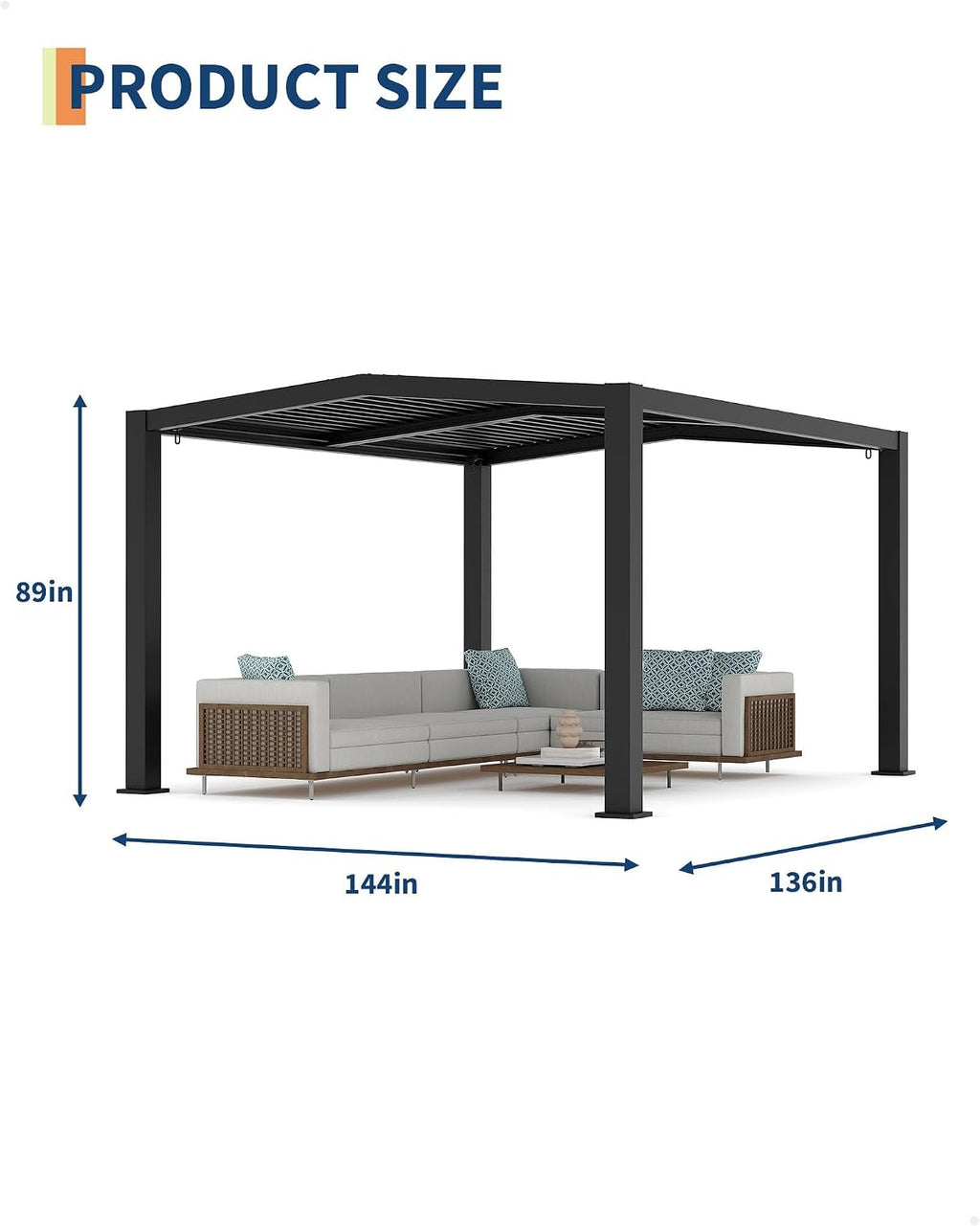 Louvered Pergola 11 Ft x 13 Ft, Outdoor Pergola with Adjustable Louvered Roof, Reinforced Aluminum Frame, Integrated Drainage System, Hardtop Gazebo for Patio, Deck, Wood Grain