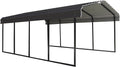 Arrow Shed 12 x 20 x 7-Foot Heavy Duty Galvanized Steel Metal Multi-Use Shelter, Shade, Carport, 12' x 20' x 7', Charcoal color