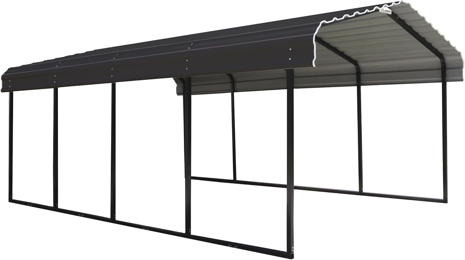 Arrow Shed 12 x 20 x 7-Foot Heavy Duty Galvanized Steel Metal Multi-Use Shelter, Shade, Carport, 12' x 20' x 7', Charcoal color
