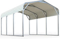 Quictent 10x15 ft Metal Roof Carport Kits Hard Top Garage Heavy Duty Steel Car Canopy with Reinforced Triangle Structure, White