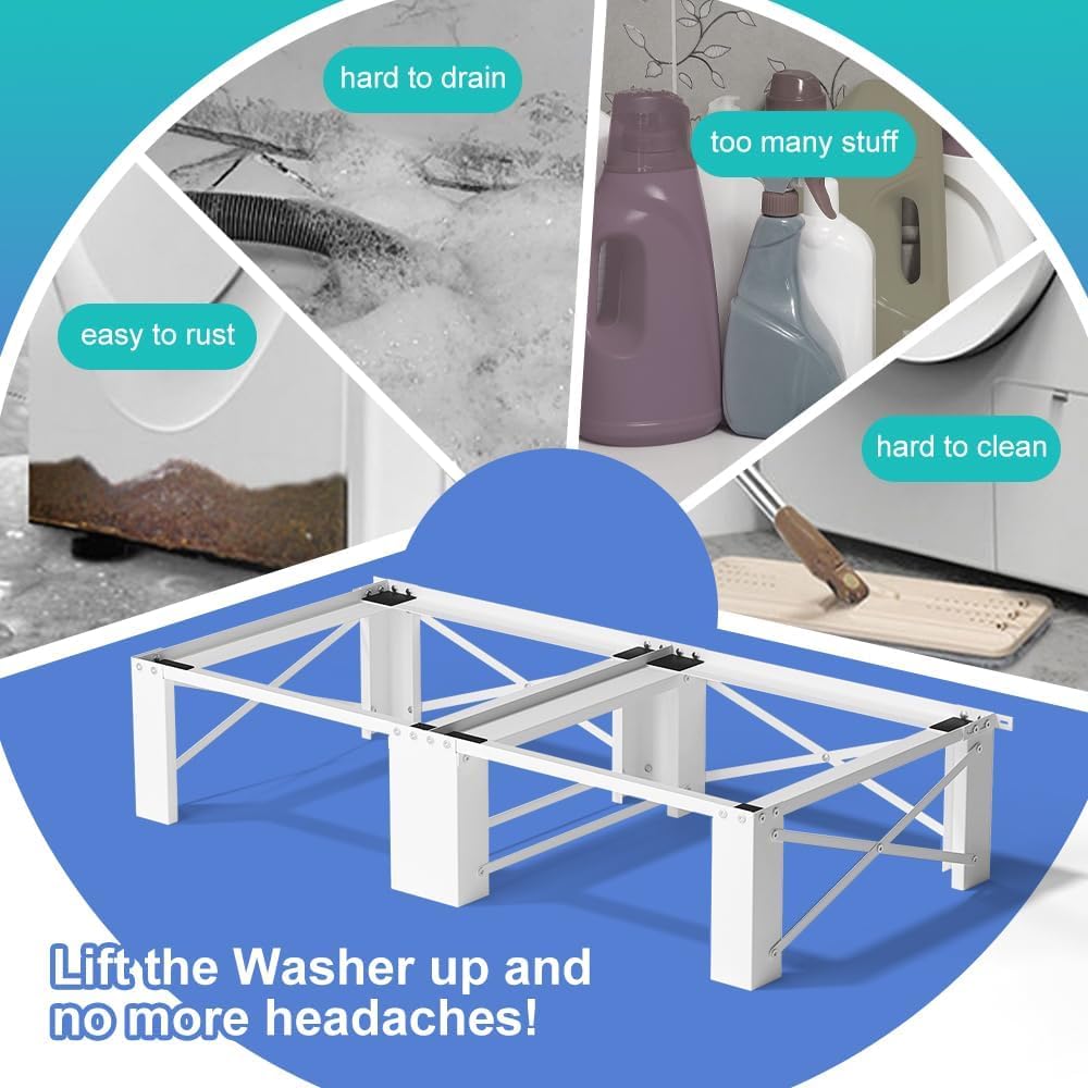 LUCKUP 2 Pack 29' Laundry Pedestal Heavy Duty Washer and Dryer Pedestal Stand Raiser Anti-Vibration, Anti-Slip, Ergonomic Height with Extra Storage Compatible with Most Washers and Dryers, White