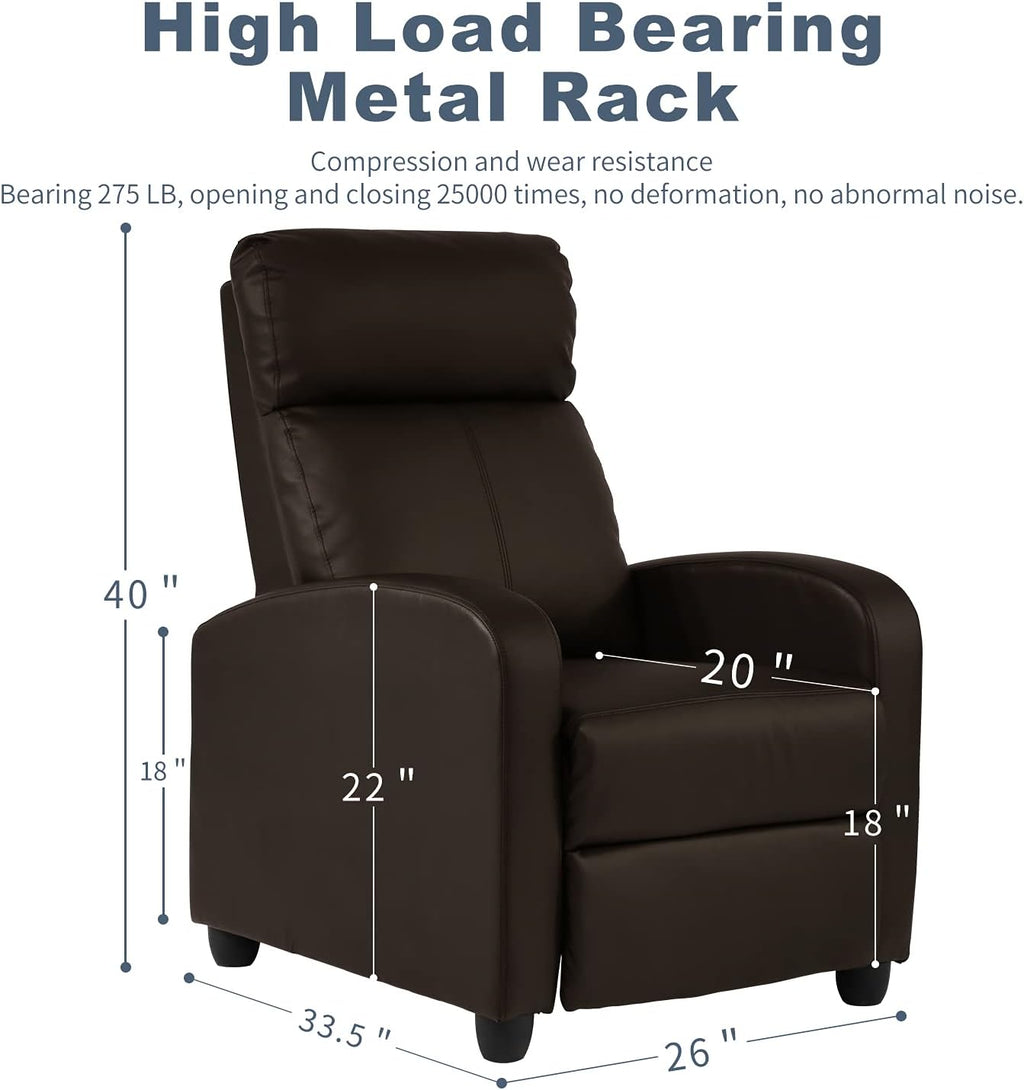 HCY Recliner Chair, Living Room Chair Furniture Home Theater Seating Glider Chairs Modern Wingback Single Sofa PU Leather with Backrest Footrest (Brown)