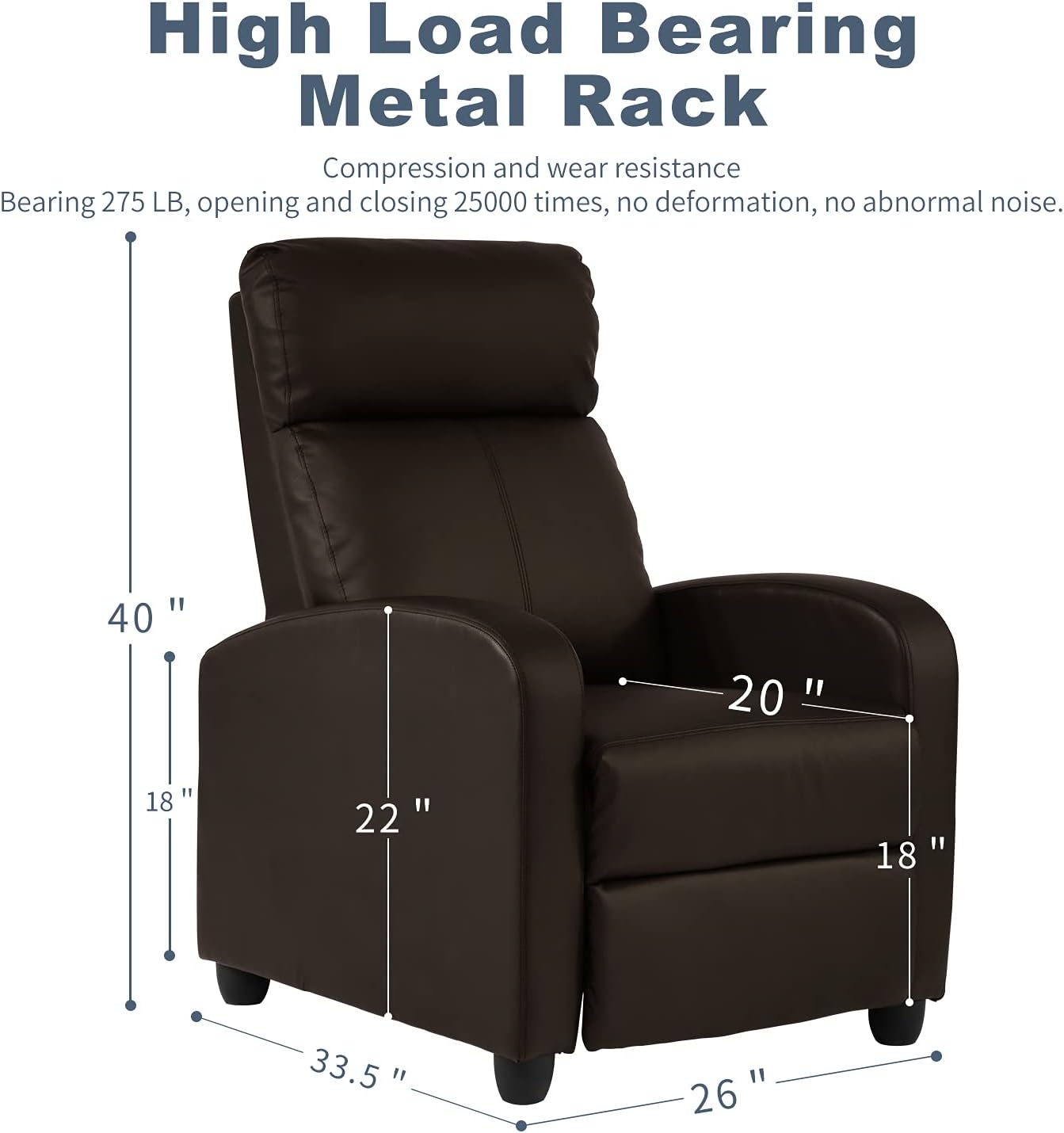 HCY Recliner Chair, Living Room Chair Furniture Home Theater Seating Glider Chairs Modern Wingback Single Sofa PU Leather with Backrest Footrest (Brown)