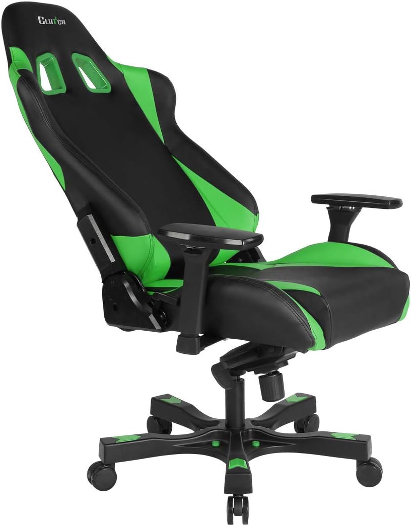 Clutch Chairz - Ergonomic Gaming Chair, Video Game Chairs, Office Chair, High Chair and Lumbar Pillow for Computer Desk - Black/Green - Throttle Series