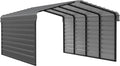 Arrow Carports Galvanized Steel Carport, with 2-Sided Enclosure, Compact Car Metal Carport Kit, 12' x 20' x 7', Charcoal