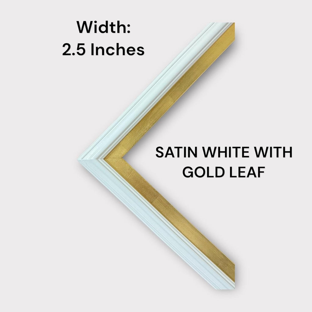 32, 43, 50 and 55 inch Handmade wood ornate TV Frame for Samsung The Frame TV. Satin White with Gold Leaf (not for use with other models) (43 INCH)