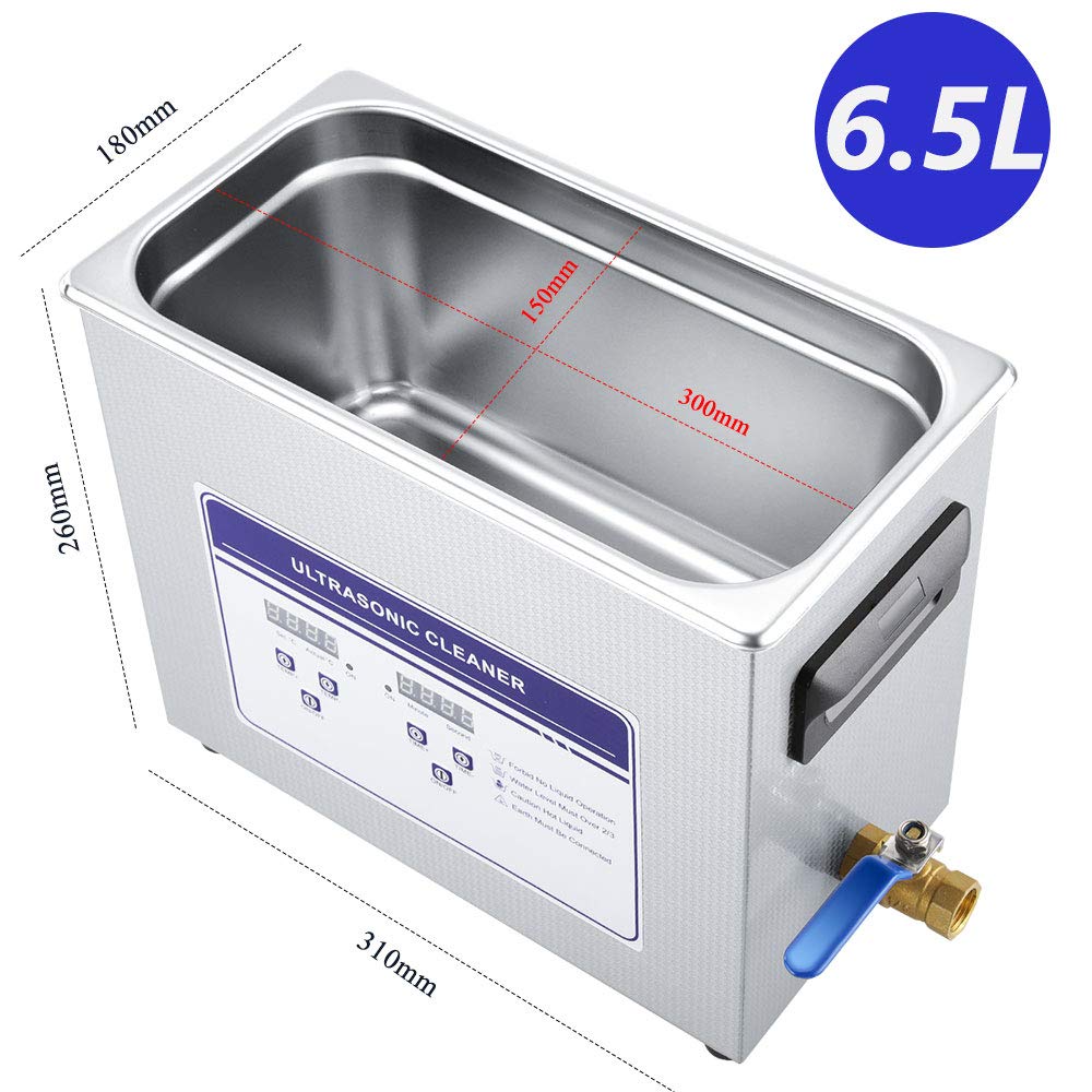 Anbull 6.5L/1.7Gal 180W Professional Ultrasonic Cleaner Machine with 304 Stainless Steel and Digital Timer Heater for Jewelry Watch Coin Glass Circuit Board Small Parts