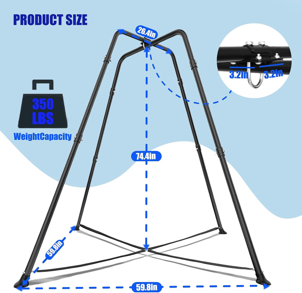 Swing Stand Frame with Sensory Pod Swings and Chair,X-Shaped Swing Set，Heavy-Duty Metal Hammock Chair Stand，Kids & Adults, Indoor Outdoor 330LBS(Blue)
