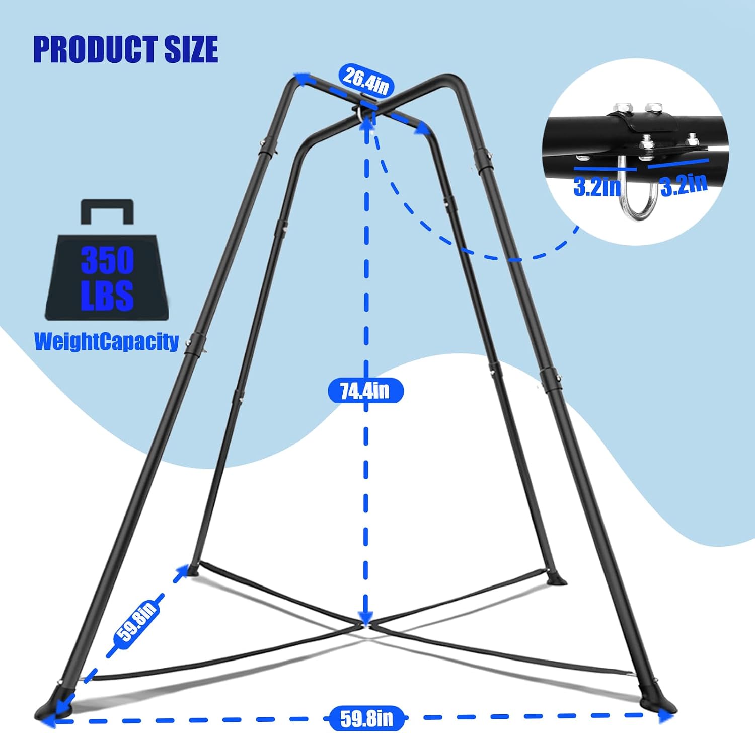 Swing Stand Frame with Sensory Pod Swings and Chair,X-Shaped Swing Set，Heavy-Duty Metal Hammock Chair Stand，Kids & Adults, Indoor Outdoor 330LBS(Blue)