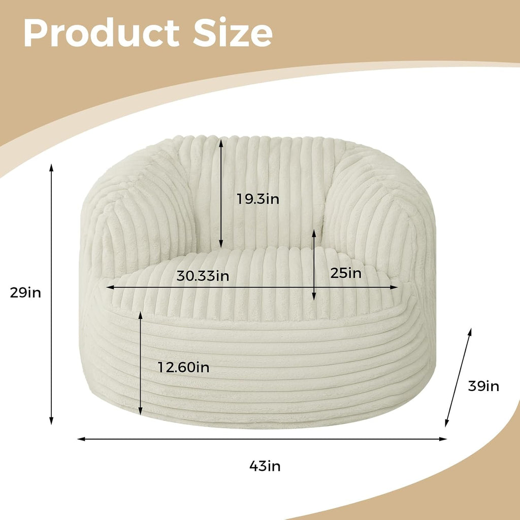 EBENCHICO Bean Bag Chair for Adults and Teens, Comfy Cozy Bean Bag Chairs,Beanbag Chair for Dorm Lazy Couch Sofa Chair Living Room Gaming,Reading