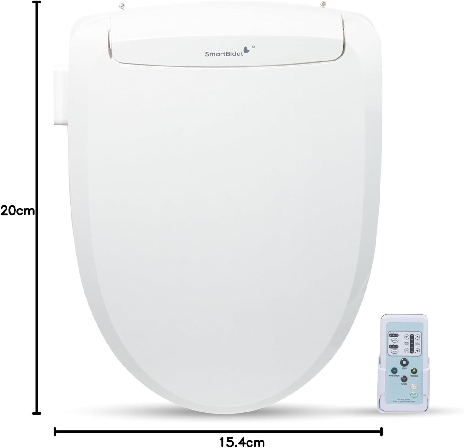 SmartBidet® SB-100R Electric Smart Bidet Seat for Elongated Toilets with Remote Control, Stainless Steel Nozzle with Removable Nozzle Cap, Slim
