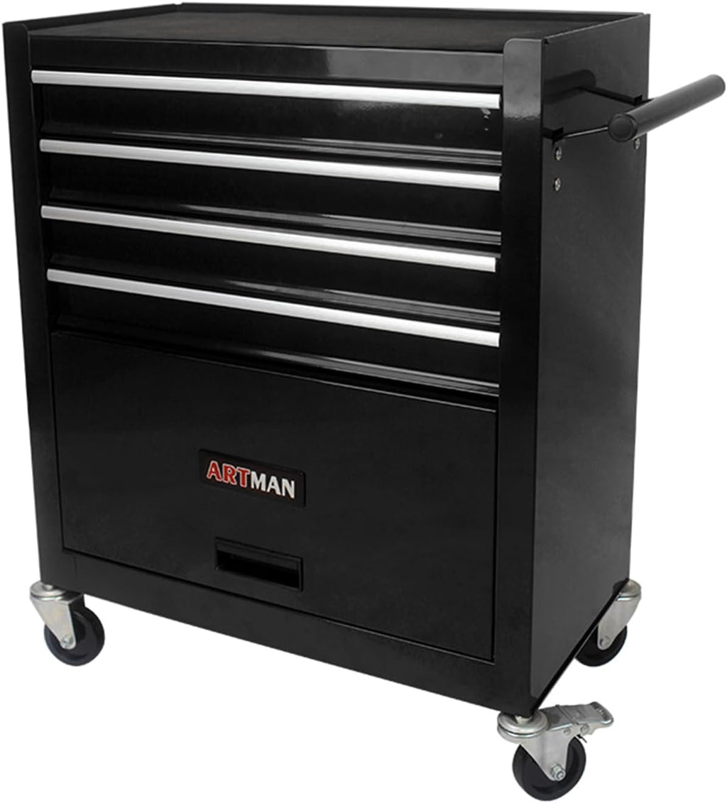 Holaki 4-Drawer Tool Cart on Wheels, Rolling Tool Box Tool Storage,Heavy Duty Utility Industrial Service Cart Organizer Tool Case with Locking System, for Mechanic, Warehouse, Garage, Workshop(Black)