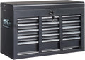 Metal Tool Box, 5-Layer Drawers & Top Storage Tray Tool Box with Lock Safety and Handle, 24' Portable Tool Chest Cabinet for Garage, Warehouse, Home, Black