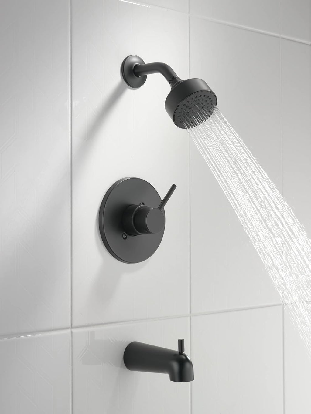 Delta Modern 14 Series Bathtub and Shower Faucet Set, Matte Black Shower Head and Handle Set, Valve Trim Kit, Matte Black T14459-BL-PP (Valve Not Included)