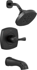 Delta Faucet Stryke 14 Series Single-Function Tub and Shower Trim Kit, Shower Faucet, Single-Spray H2Okinetic Shower Head, Matte Black T14476-BL (Valve Not Included)