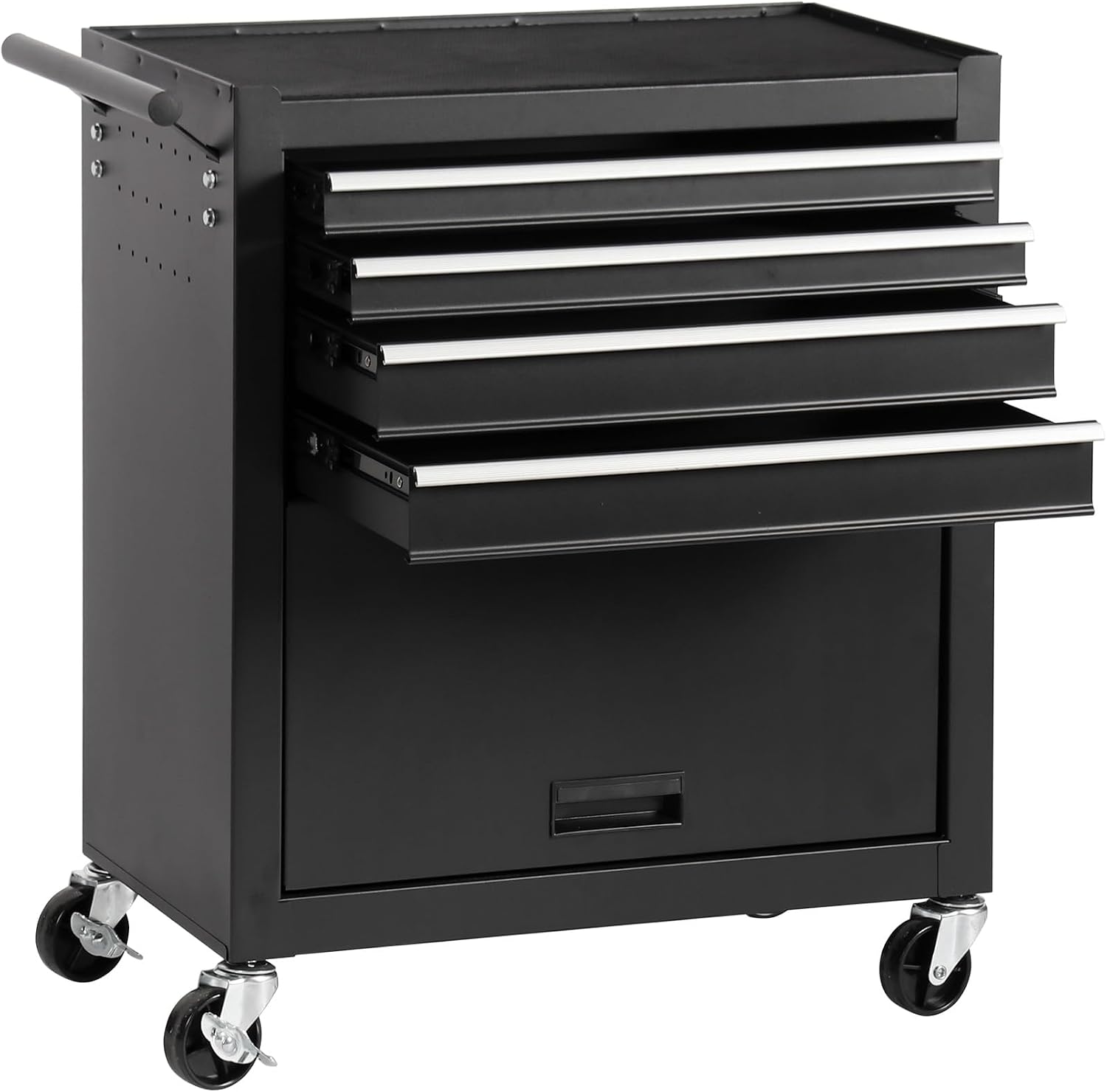 4-Drawer Rolling Tool Chest, Cabinet with 4 Wheels Tool Chest with Drawers, Suitable for Garages, Warehouses, Workshops, Repair Shops (4-Drawer Black)