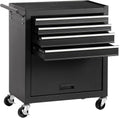4-Drawer Rolling Tool Box with wheels, Large Capacity Tool Chest with Locking System, Heavy Duty Metal Tool Cart for Garage, Workshop, Repair Shop (Black, 4-Drawer)