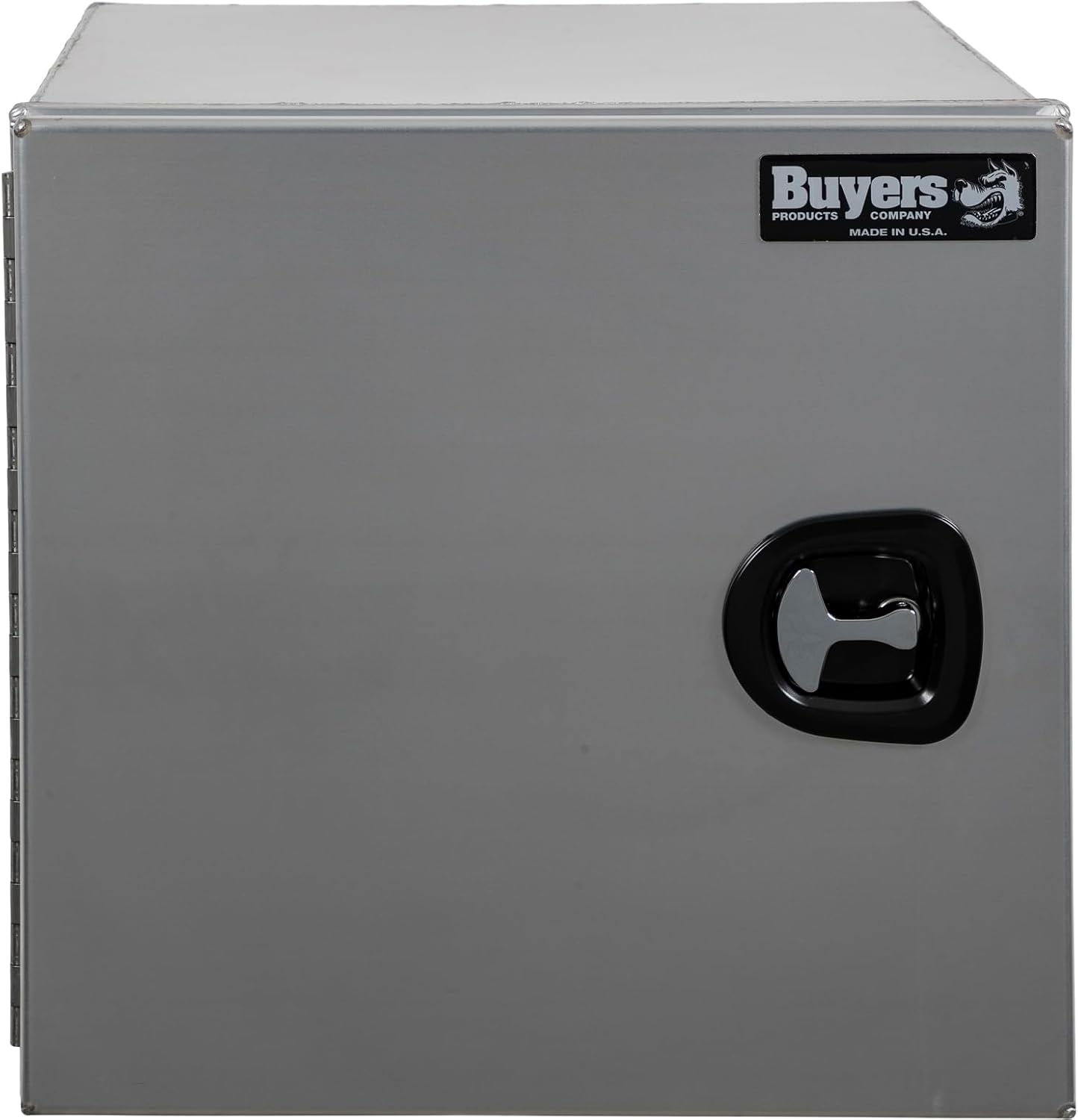 Buyers Products 1705395 Pro Series 18x18x18 Smooth Aluminum Underbody Truck Tool Box, Single Barn Door, Compression Latch, 0.125 in Thick, Rain Gutter & Bulb Seal, Bolt-On Stainless Hinge