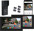2pin-Wired 2MP HD Indoor 7' WiFi Monitor Smart Home Video Doorbell Intercom System, Remote APP Phone Unlock Video Record Motion Detect 2-Way Talk IR Camera Door Bell 1x doorbell + 2 x 7in Monitor