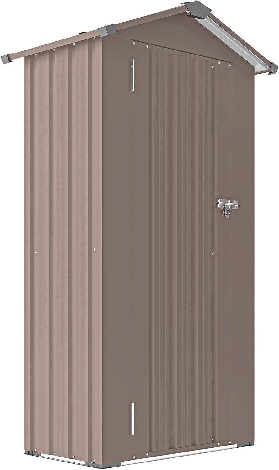 Outdoor Storage Shed, Metal Garden Tool Shed with a Solid Lock System, Outdoor Door Storage Cabinet for Patio, Garage, Poolside, Bikes, and Garden (Brown)