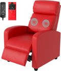 Massage Recliner Chair, Single Sofa Chair with Remote Control, Chair Recliner, Lazy Recliner Chair, Living Room Recliners with Pu Leather Padded Seat Backrest, Recliner Chairs for Adults, Red