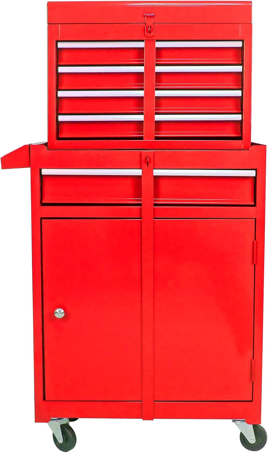 5-Drawer Rolling Tool Chest with Wheels,Tool Cabinet on Wheels with Keyed,Multifunctional Tool Cart on Wheels,Tool Storage Organizer Cabinets for Garage,Warehouse, Repair Shop (Red)