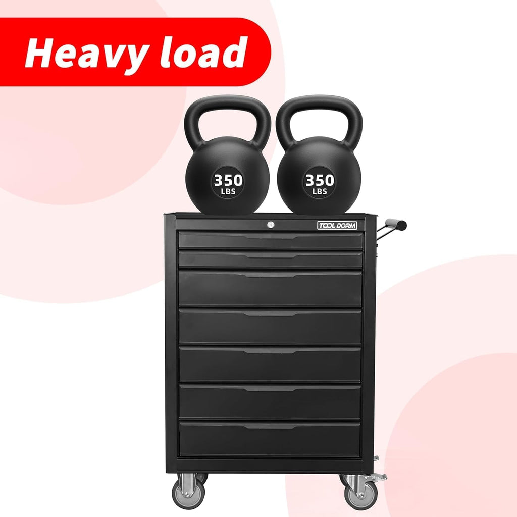 Rolling Tool Chest, 7-Drawer Small Tool Cabinet, Metal Tool Box with Wheels & Locking System, Ergonomic Push-Pull Handle for Garage, Workshop, Warehouse Organizer & Storage