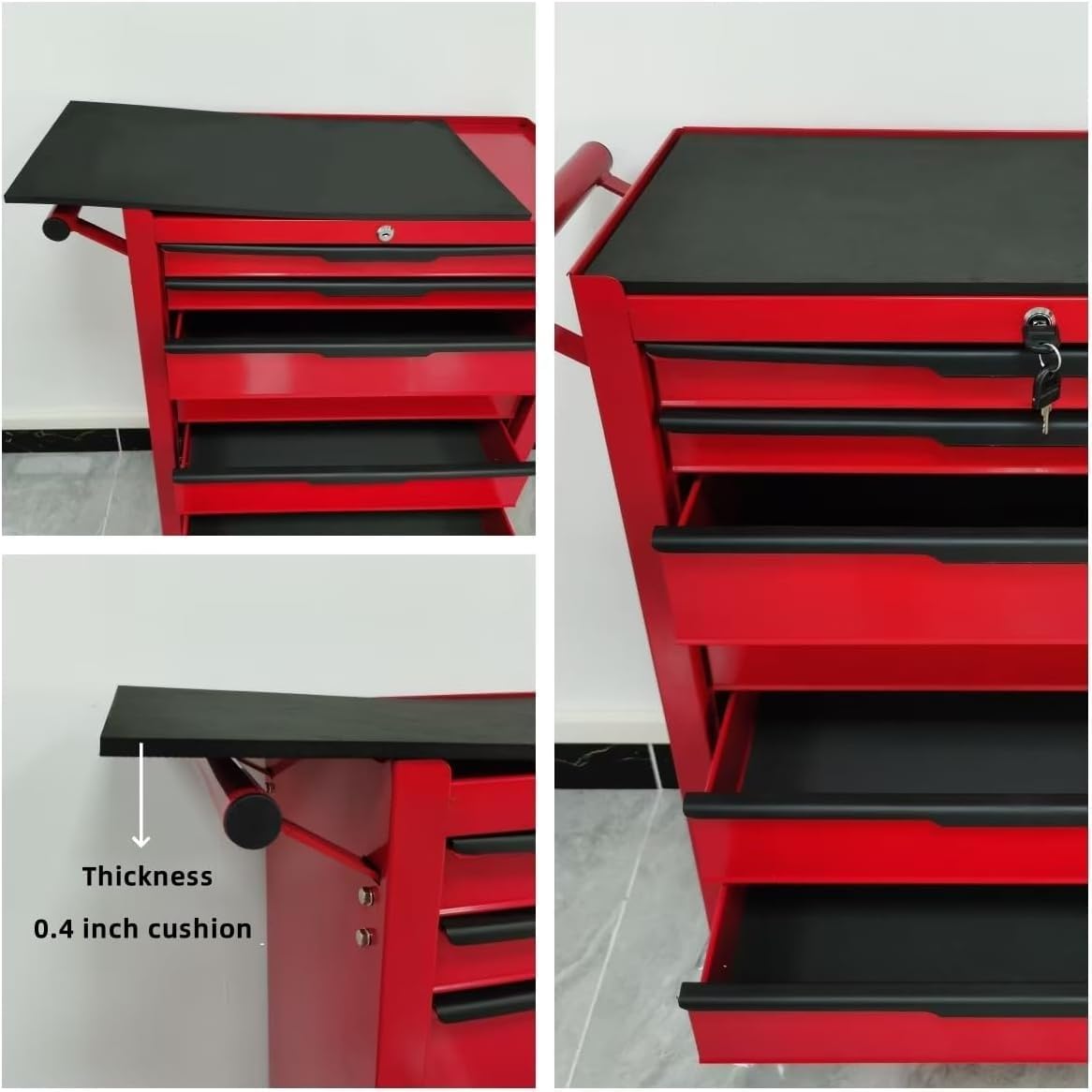 Rolling Tool Chest, 7-Drawer Small Tool Cabinet, Metal Tool Box with Wheels & Locking System, Ergonomic Push-Pull Handle for Garage, Workshop, Warehouse Organizer & Storage
