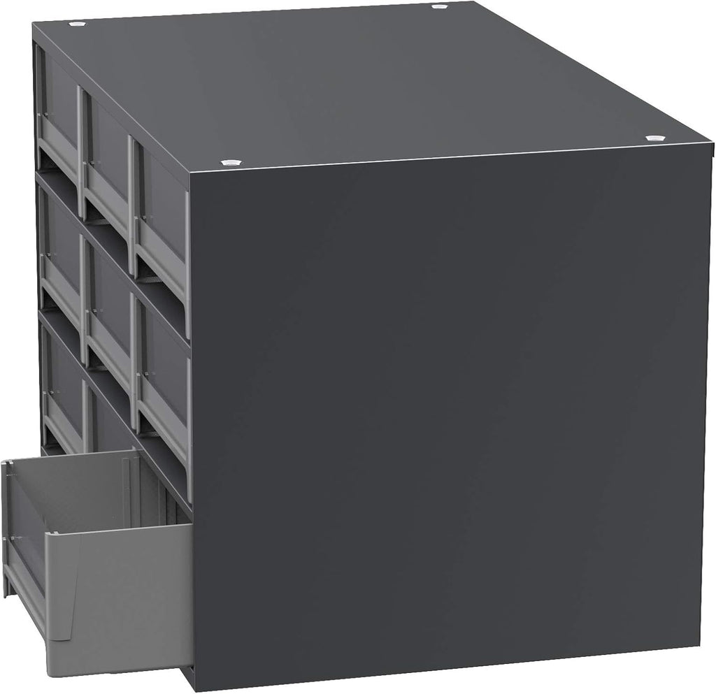 Akro-Mils Steel Garage Storage Cabinet, Small Parts Organizer Metal Cabinet for Hardware, Nails, Screws, Bolts, Nuts, and More, 17' W x 11' D x 11' H, 9-Drawer, Gray Cabinet/Gray Drawers (19909)