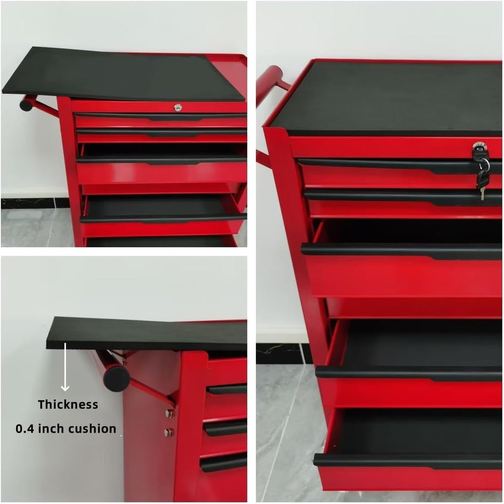 6-Drawer Rolling Tool Chest with Locking Wheels & Drawers, 13' D x 24.2' W x 36.6' H Mobile Tool Storage Cabinet, Heavy-Duty Garage Organizer with Ergonomic Handle